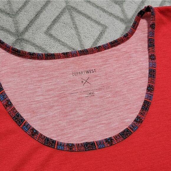 Depart West Red & Blue Ombre Summer Beach Casual Tank Top Sleeveless Shirt - Picture 2 of 4